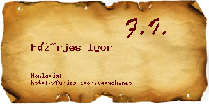 Fürjes Igor névjegykártya